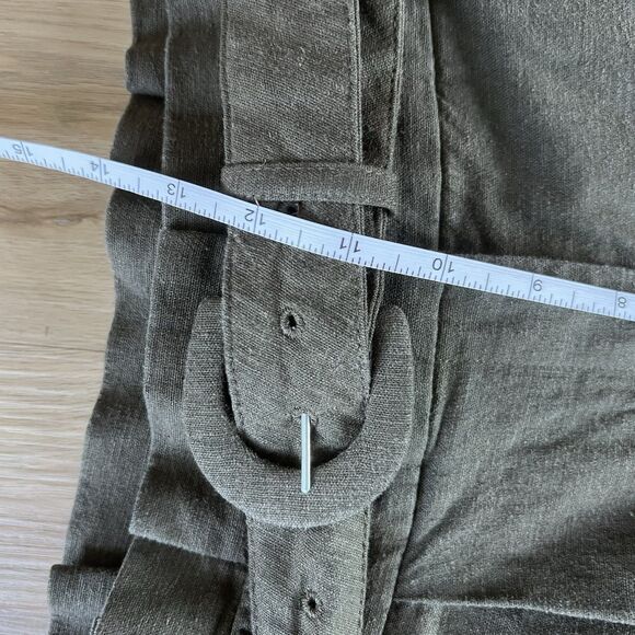 Express Wide Leg Super High Rise Trouser Pants Women’s Medium Green Belted Work - Picture 5 of 10